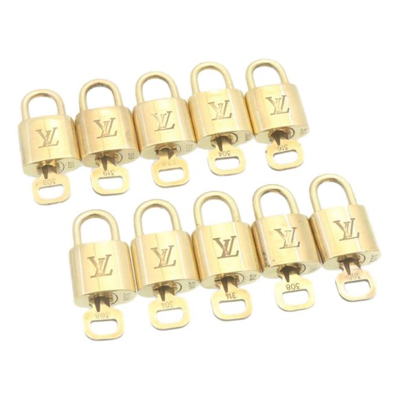 LOUIS VUITTON Padlock 10set Gold Tone LV Auth am1432g - Picture 1 of 8